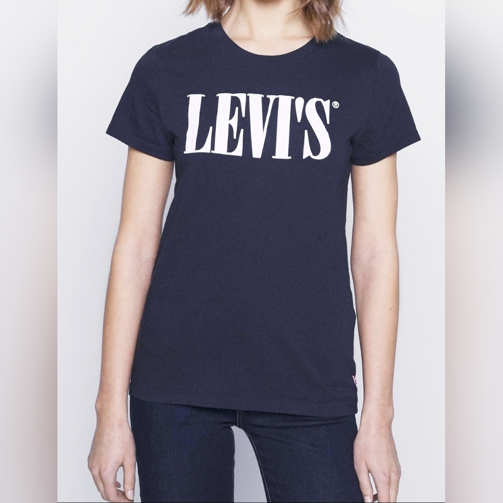Levi's Cotton Black Tee with White Logo